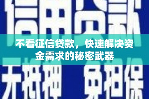 天等不看征信贷款，快速解决资金需求的秘密武器