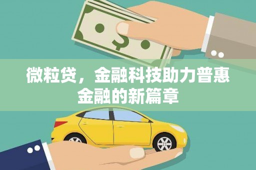 天等微粒贷，金融科技助力普惠金融的新篇章