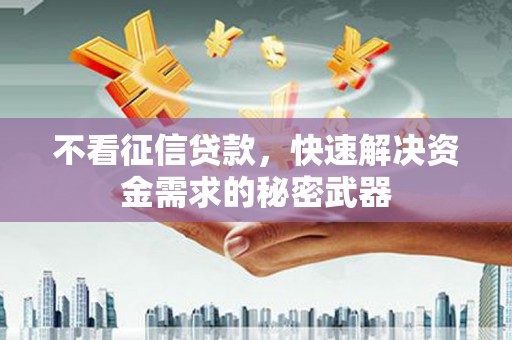天等不看征信贷款，快速解决资金需求的秘密武器