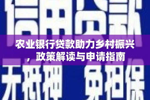天等农业银行贷款助力乡村振兴，政策解读与申请指南
